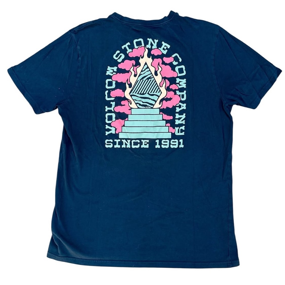 Volcom Navy Blue Graphic Mens T Shirt